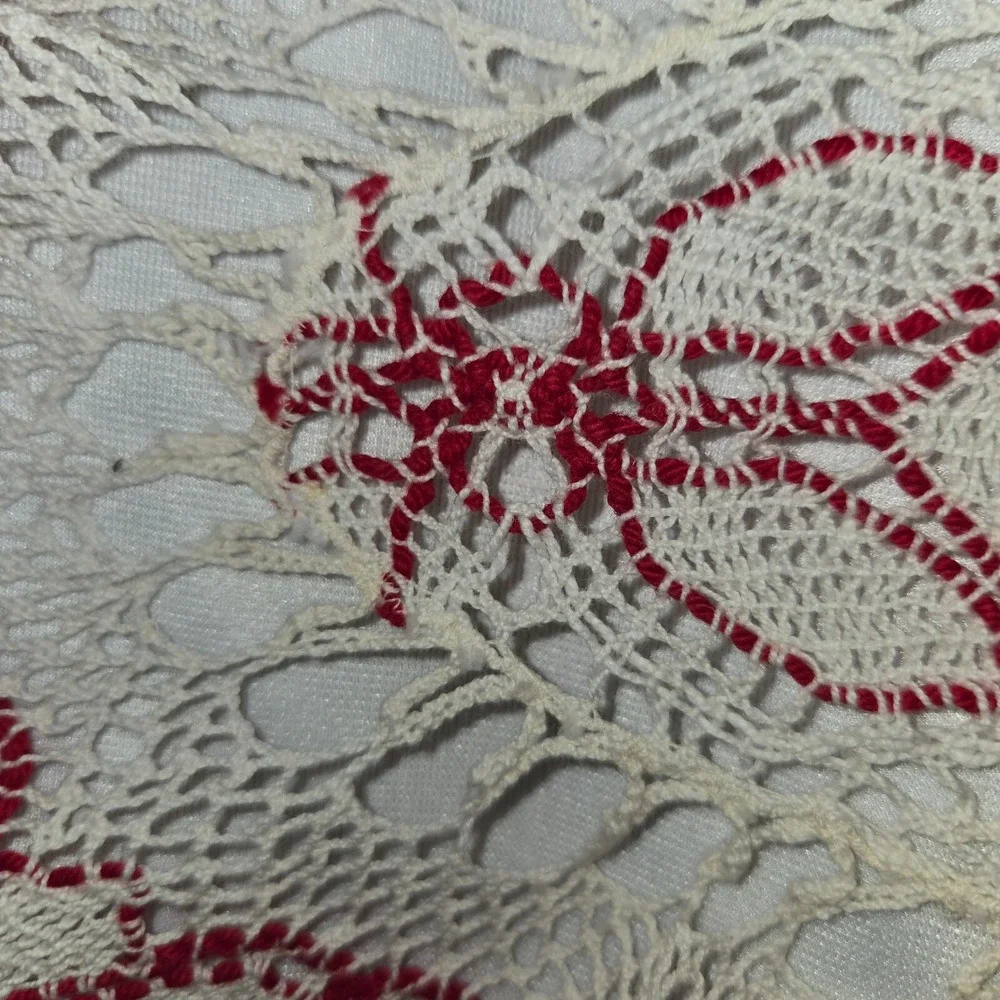 Vintage Crochet Table Runners Doilies Lot of 9 Red Blue White Cream Snowflake